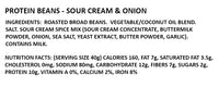 Sourcream & Onion Protein Chips Ingredients and Nutrition Facts panel